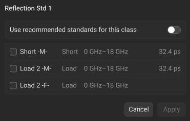 Classes Standards Dialog Window
