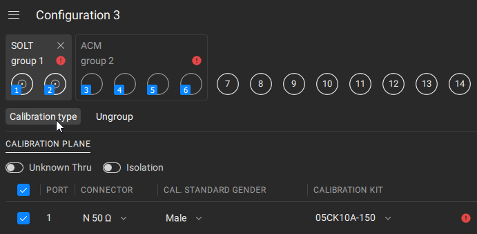 Calibration type changing