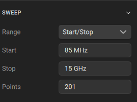 Channel Sweep Menu