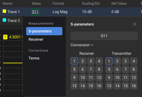 s parameter menu