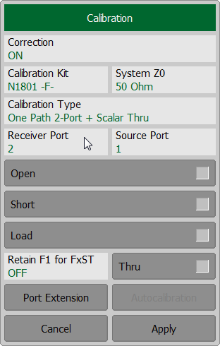 Full 1-port with scalar thru Receiver port