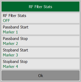 RF Filter Stats Menu