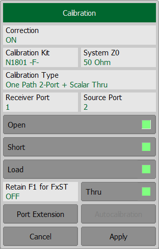 Full 1-port with scalar thru SOL