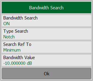 Bandwidth search menu