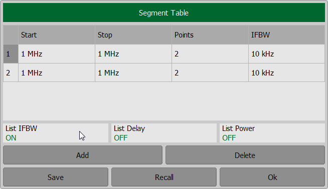 Segment Table IFBF enable