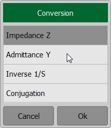 Conversion menu