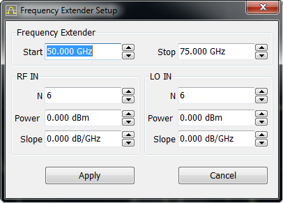 Frequency Extender setup window