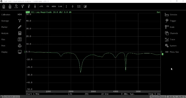r60 1 puerto demostración SW RVNA y Reflectrometro R60 Screenshot